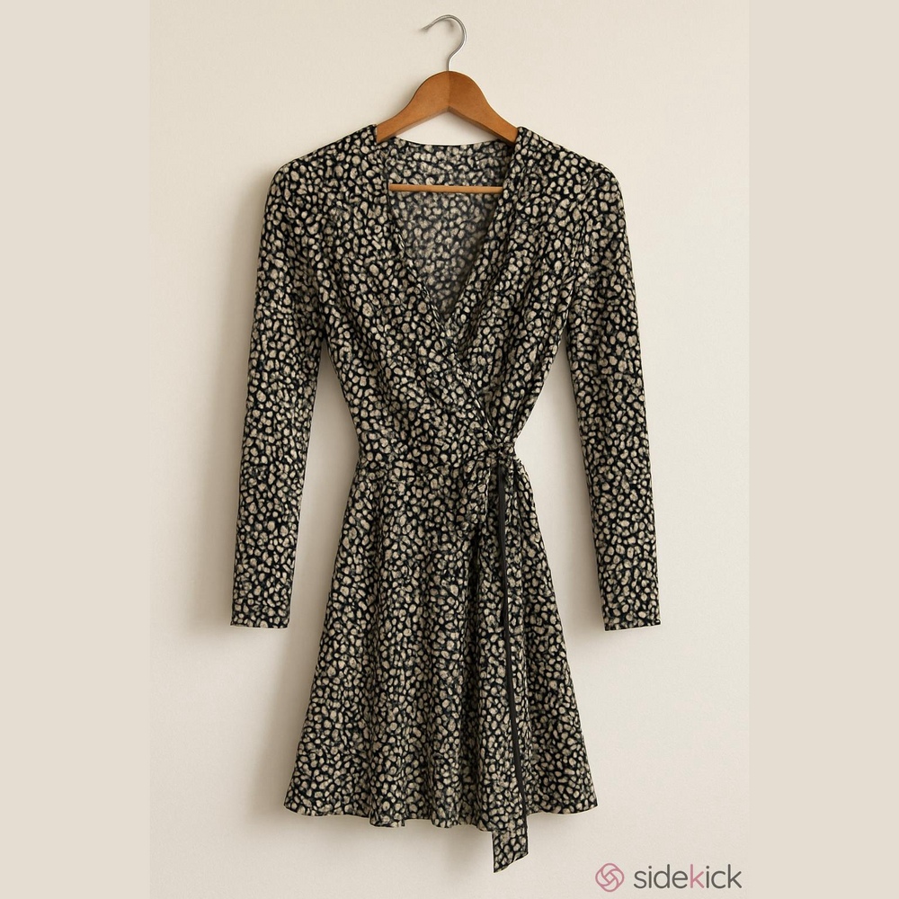 Banana Republic Black and White Animal Print Wrap Jersey Dress